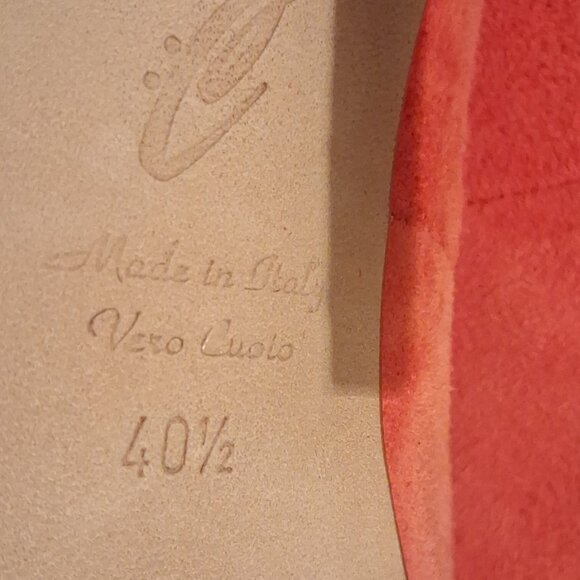 CLEF Women's Genuine Coral Orange Suede Leather Stiletto Pumps, Italy, sz 40.5 - Picture 12 of 15